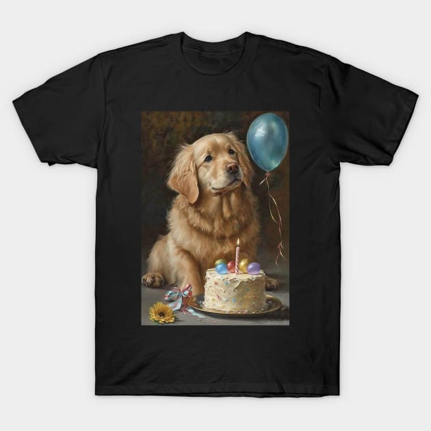 Golden Retriever Dog Birthday Card T-Shirt by candiscamera